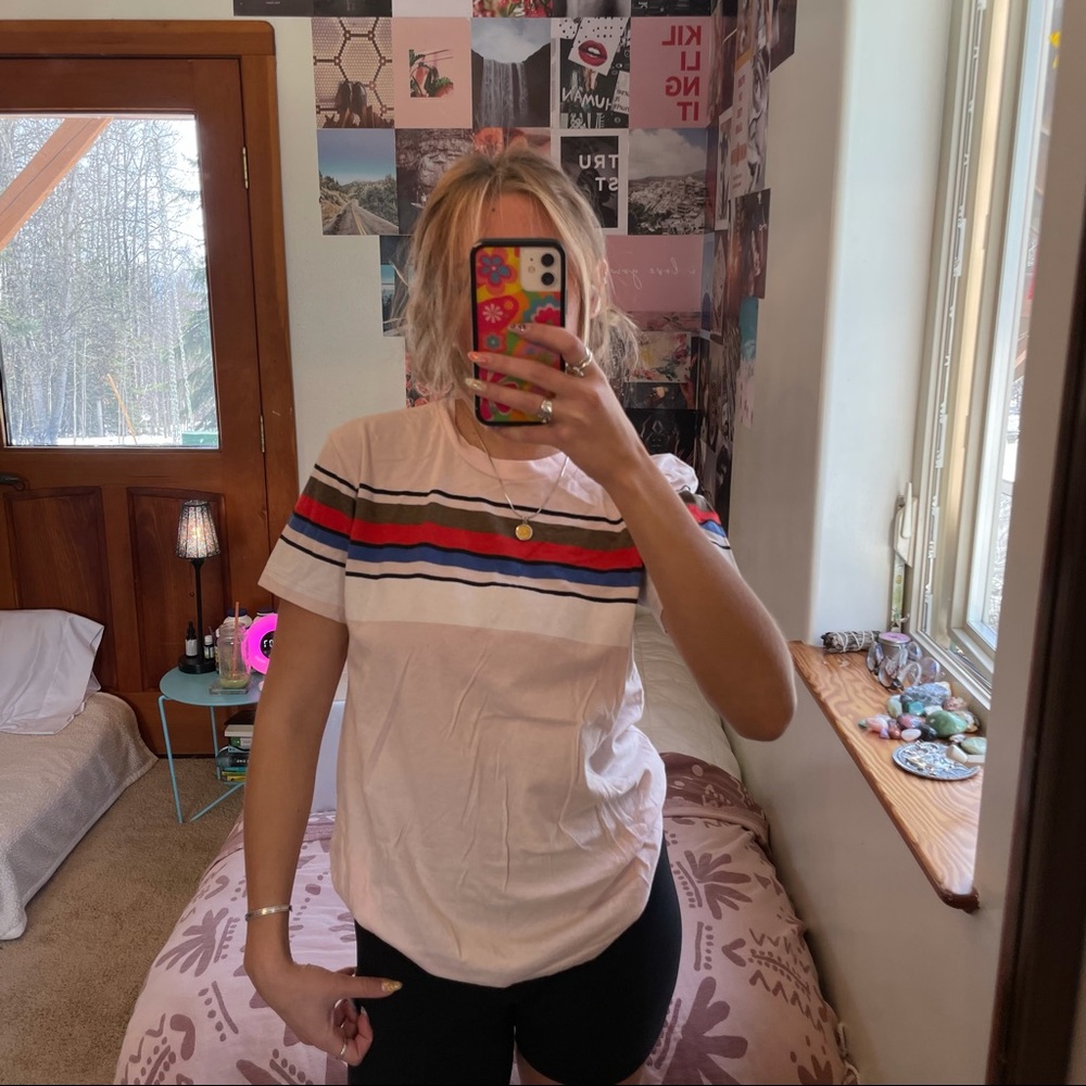 Urban Outfitters striped pink tshirt
